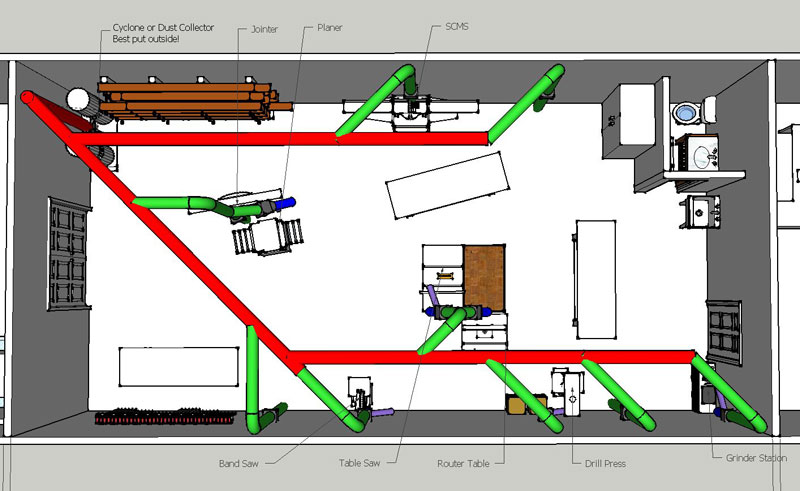 Layout for duct fittings free